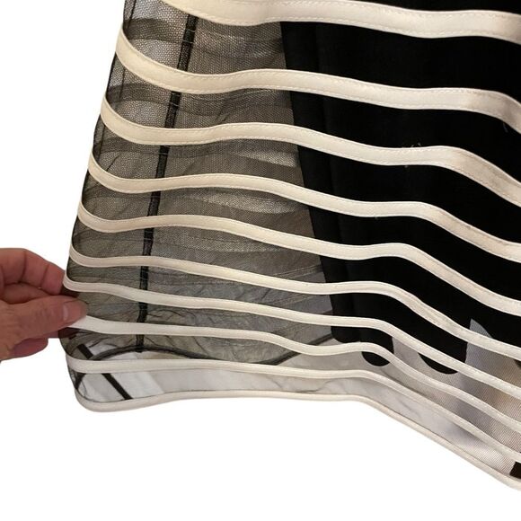Cachet Vintage 90's Mesh Striped A Line Spaghetti Strap Dress w/ Scarf Size 10 - Picture 4 of 6
